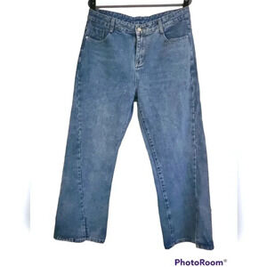 Genleck high waisted baggy split hem jeans